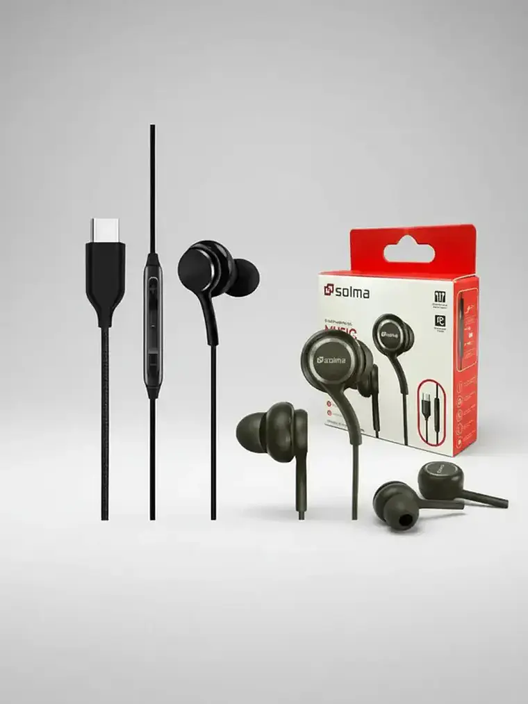 Audífonos Entrada Tipo C Universal Manos Libres Color Negro 1