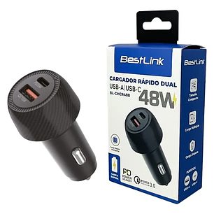 Cargador Celular De Auto Rápido Dual 48w Usb /usb-c Bestlink