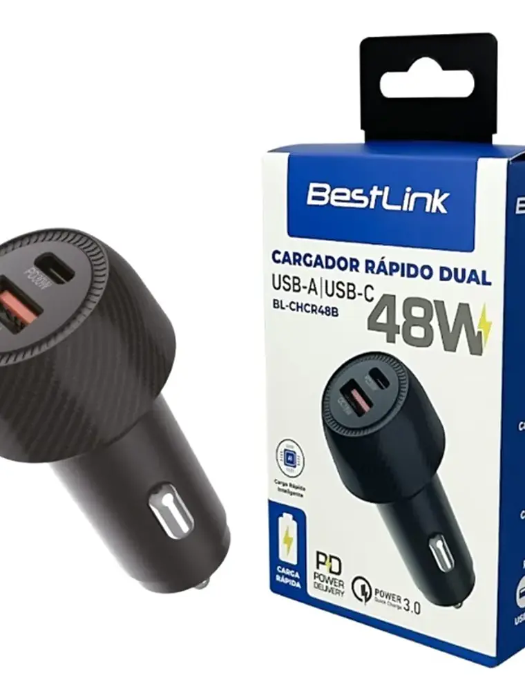 Cargador Celular De Auto Rápido Dual 48w Usb /usb-c Bestlink 1