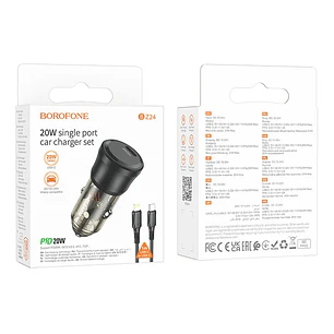 Cargador De Auto 20W + Cable C a Lightning Borofone BZ24