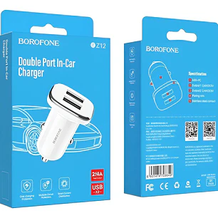 Cargador Para Auto BZ12 Borofone Color Blanco