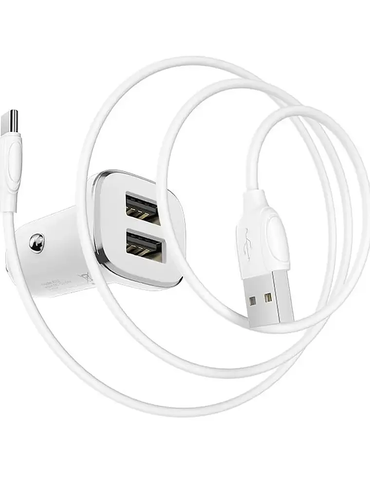 Cargador + Cable Tipo C Para Auto BZ12 Borofone Color Blanco 3