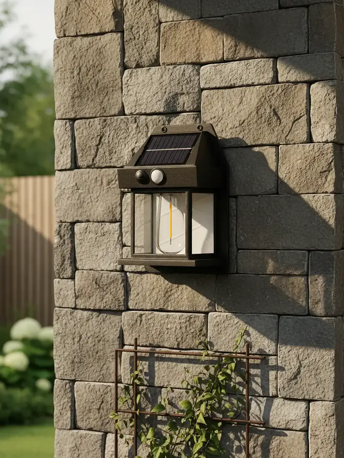Farol Solar De Pared Con Sensor Movimiento Luz Cálida Jardín 3