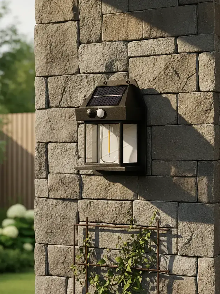 Farol Solar De Pared Con Sensor Movimiento Luz Cálida Jardín 3