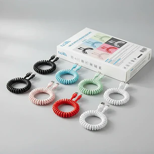  Cable Carga Rapida Usb a Tipo C Resorte / Espiral Tasbel