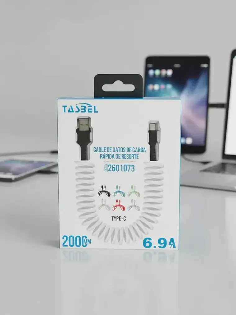  Cable Carga Rapida Usb a Tipo C Resorte / Espiral Tasbel 2