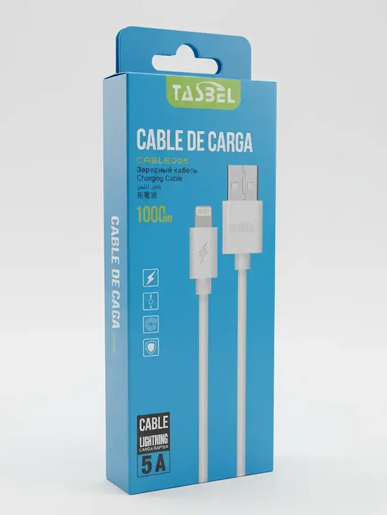 Cable Lightning de 1 Metro 5A Tasbel Color Blanco 1