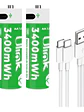 Pilas AA X2 Con Carga USB C de 3400mWh Ulink - Miniatura 2