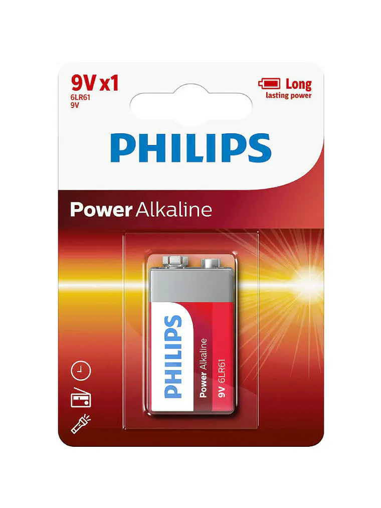 Batería Philips Power Alcalina 6LR61 – 9V 1