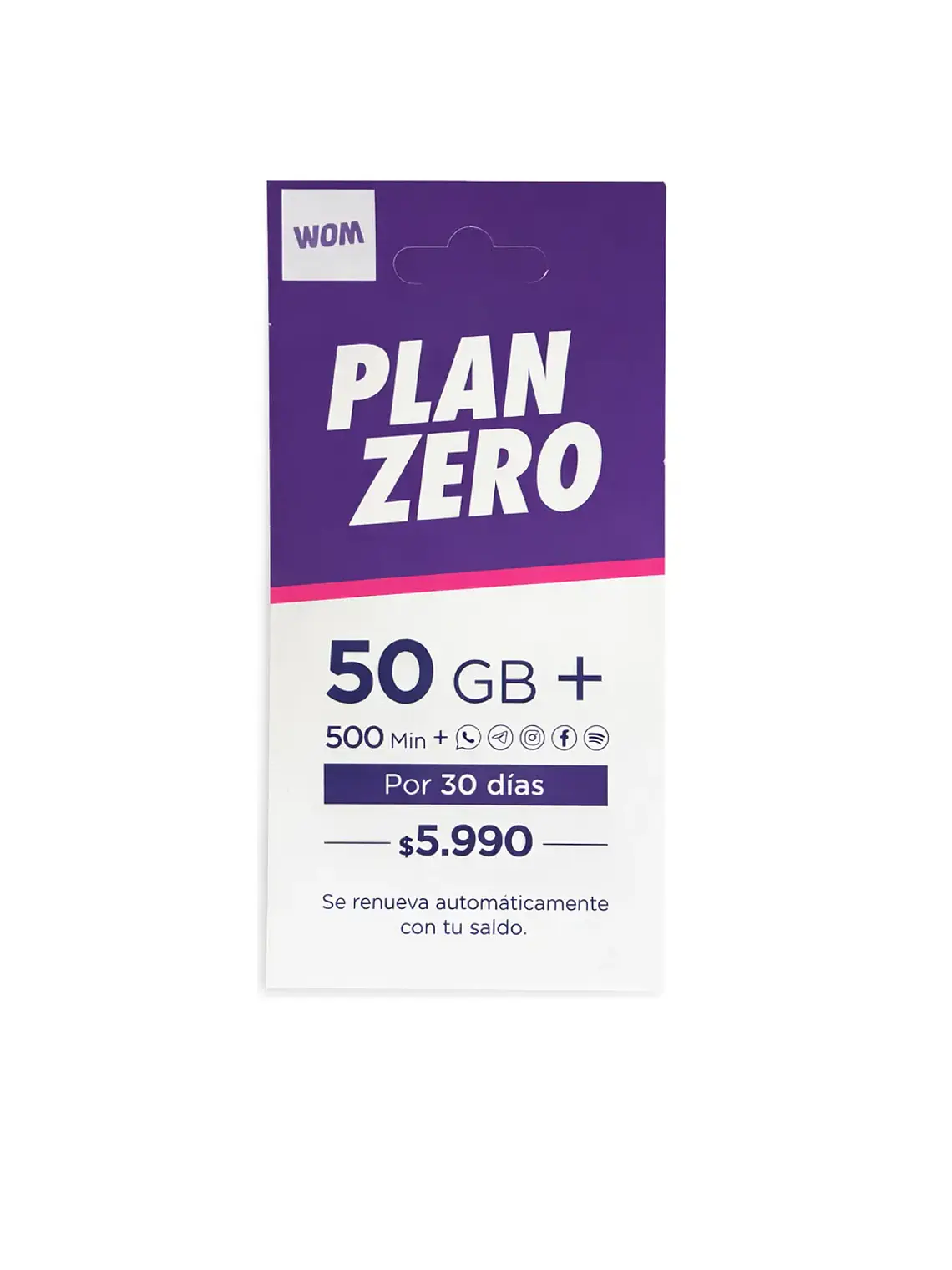 Chip Wom Plan Zero 50Gb + 500 Minutos 1