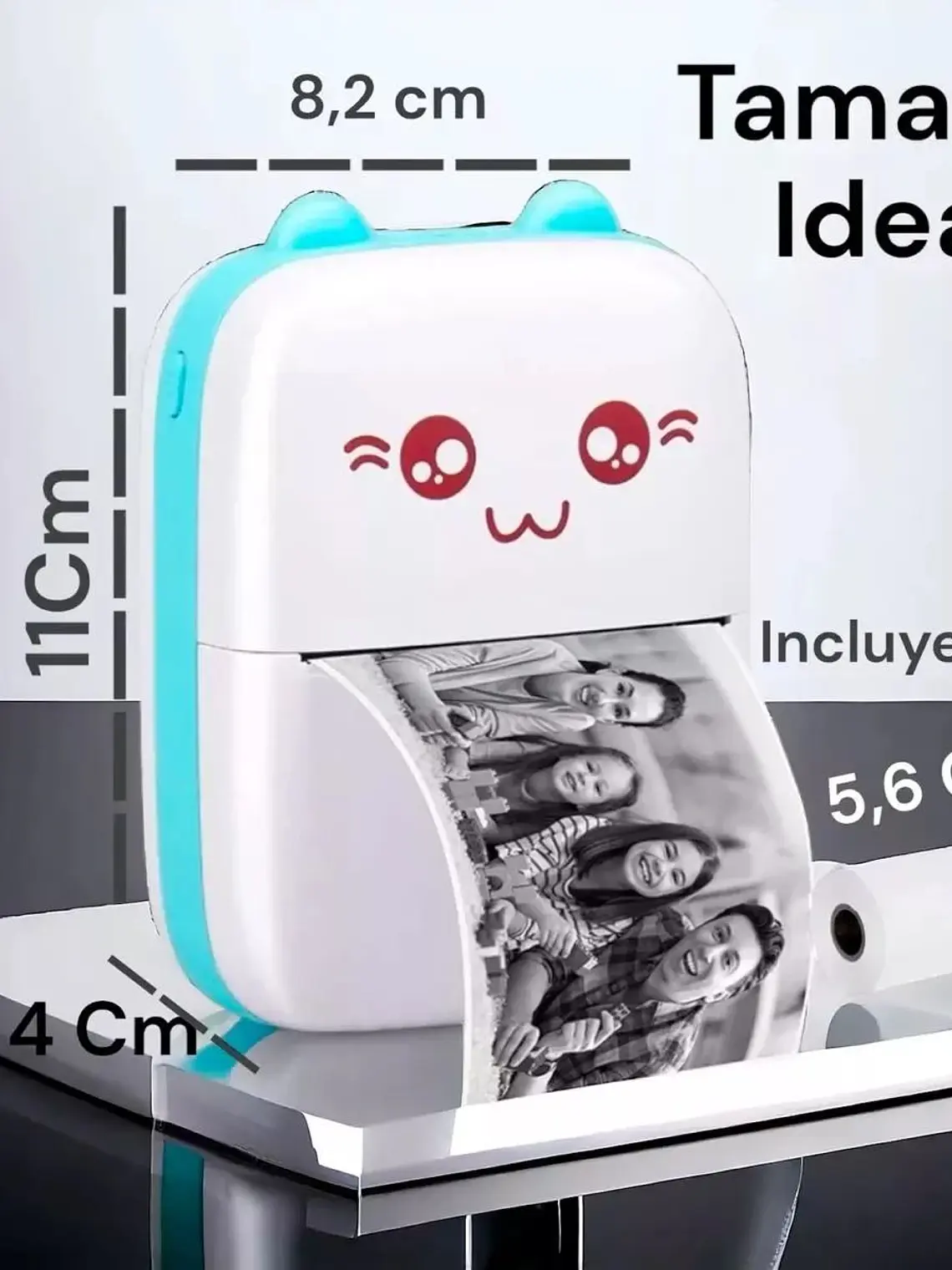 Mini Impresora Portátil Térmica Blanco y Negro BT Recargable 5