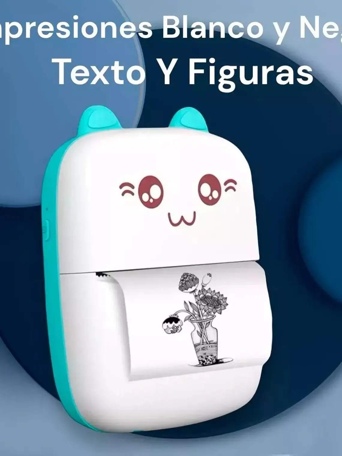 Mini Impresora Portátil Térmica Blanco y Negro BT Recargable 6