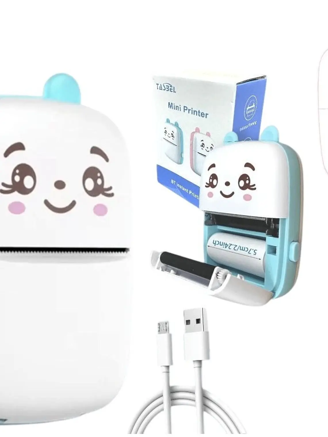 Mini Impresora Portátil Térmica Blanco y Negro BT Recargable 7