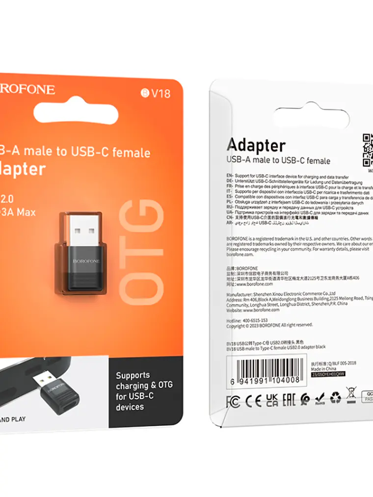Adaptador USB a Type C 2.0 BV18 Borofone 1