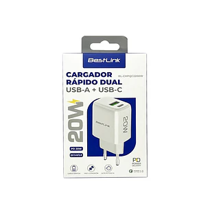 Cargador Carga Rápida 20W Dual USB-A + USB-C BestLink