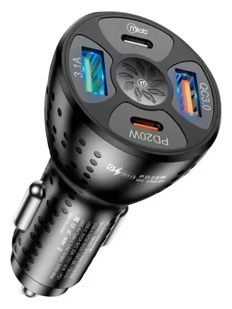 Cargador Para Auto 12v - 32v 4 Puertos Usb 3.0 Y Pd Mlab 1