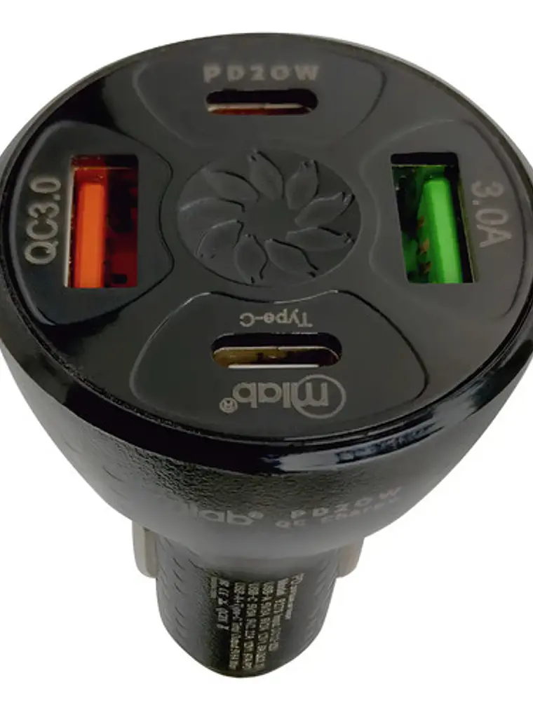 Cargador Para Auto 12v - 32v 4 Puertos Usb 3.0 Y Pd Mlab 3