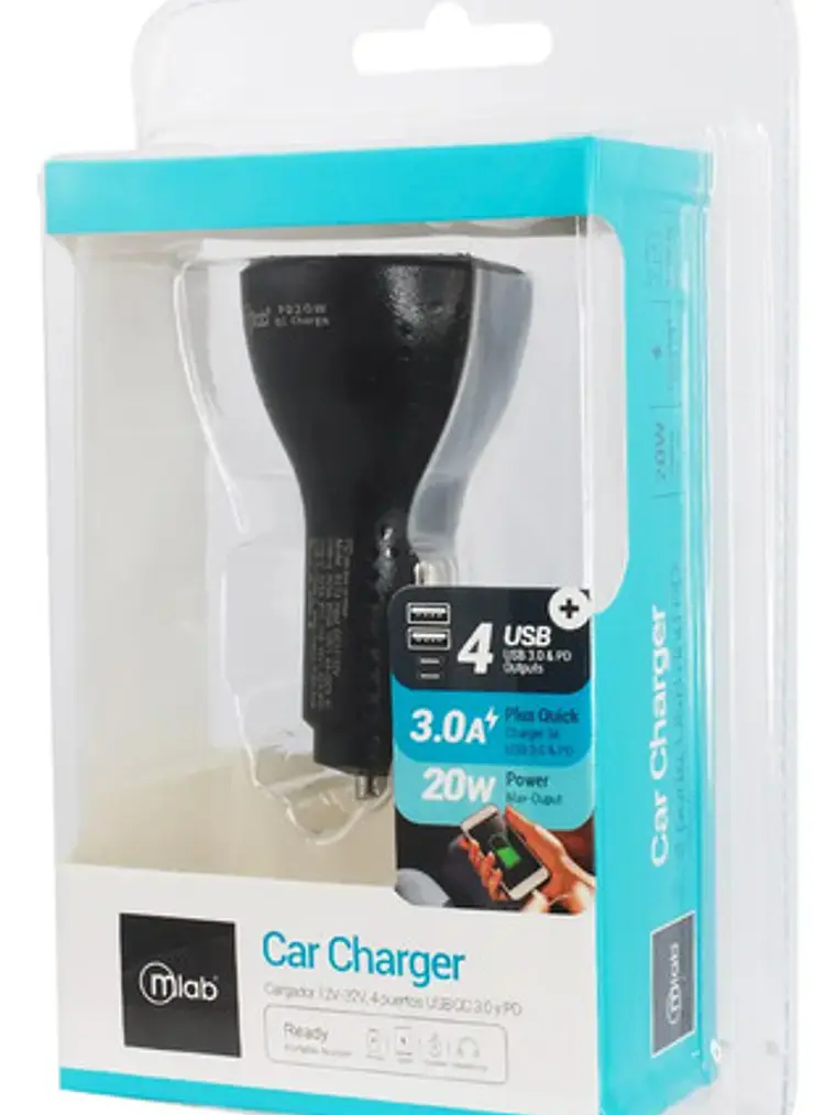 Cargador Para Auto 12v - 32v 4 Puertos Usb 3.0 Y Pd Mlab 4
