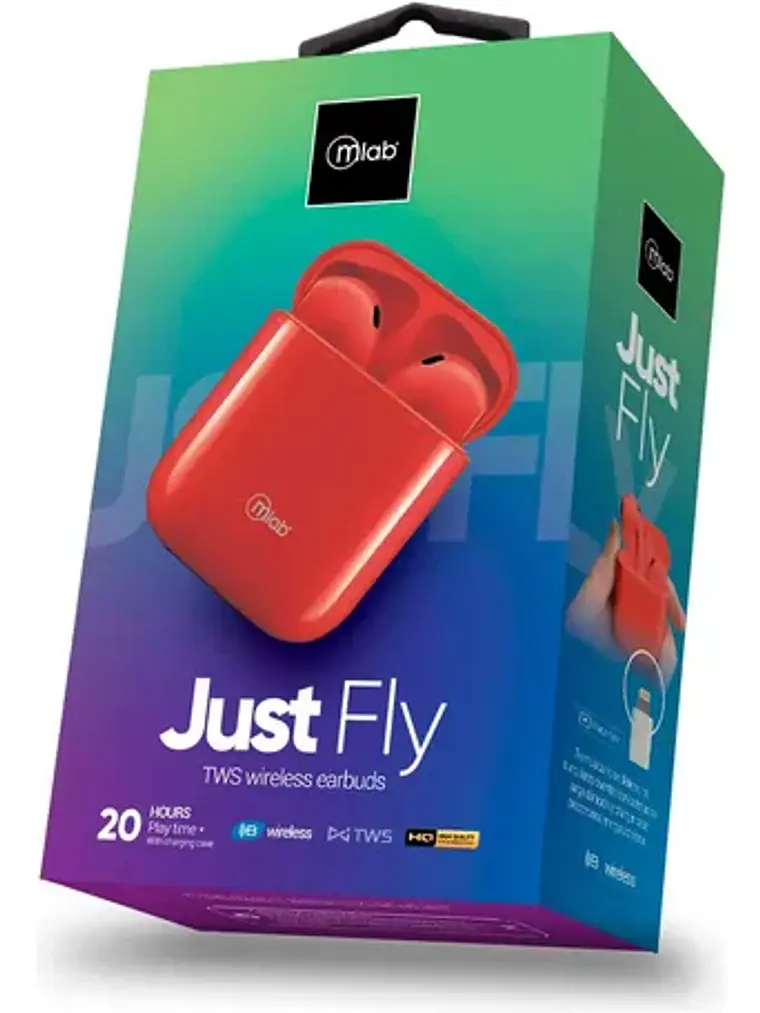 Auriculares Inalámbricos Bluetooth Mlab Just Fly Rojo Con Micrófono Tws 1