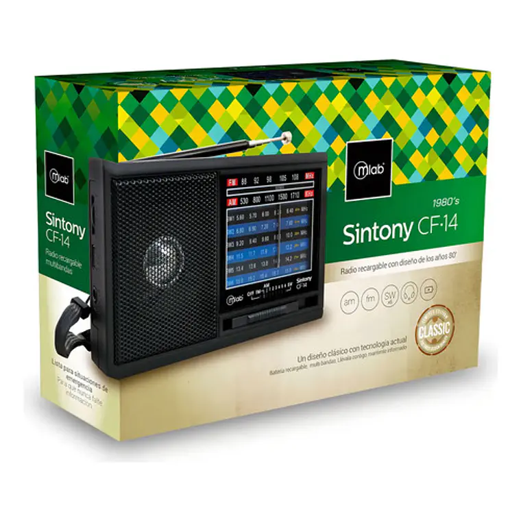 Radio Portátil Analógica Mlab Sintony Cf-14 8 Bandas Am Fm Sw1 Sw2 Recargable Gris Oscuro 4