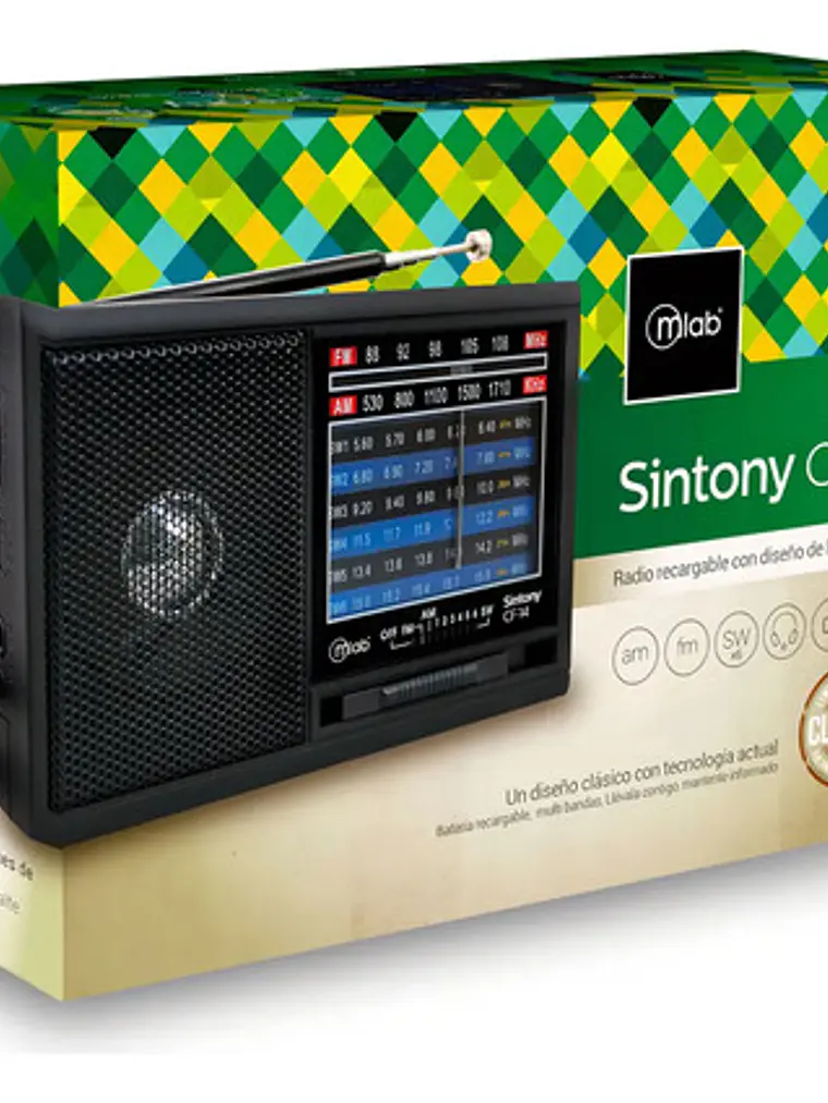 Radio Portátil Analógica Mlab Sintony Cf-14 8 Bandas Am Fm Sw1 Sw2 Recargable Gris Oscuro 4