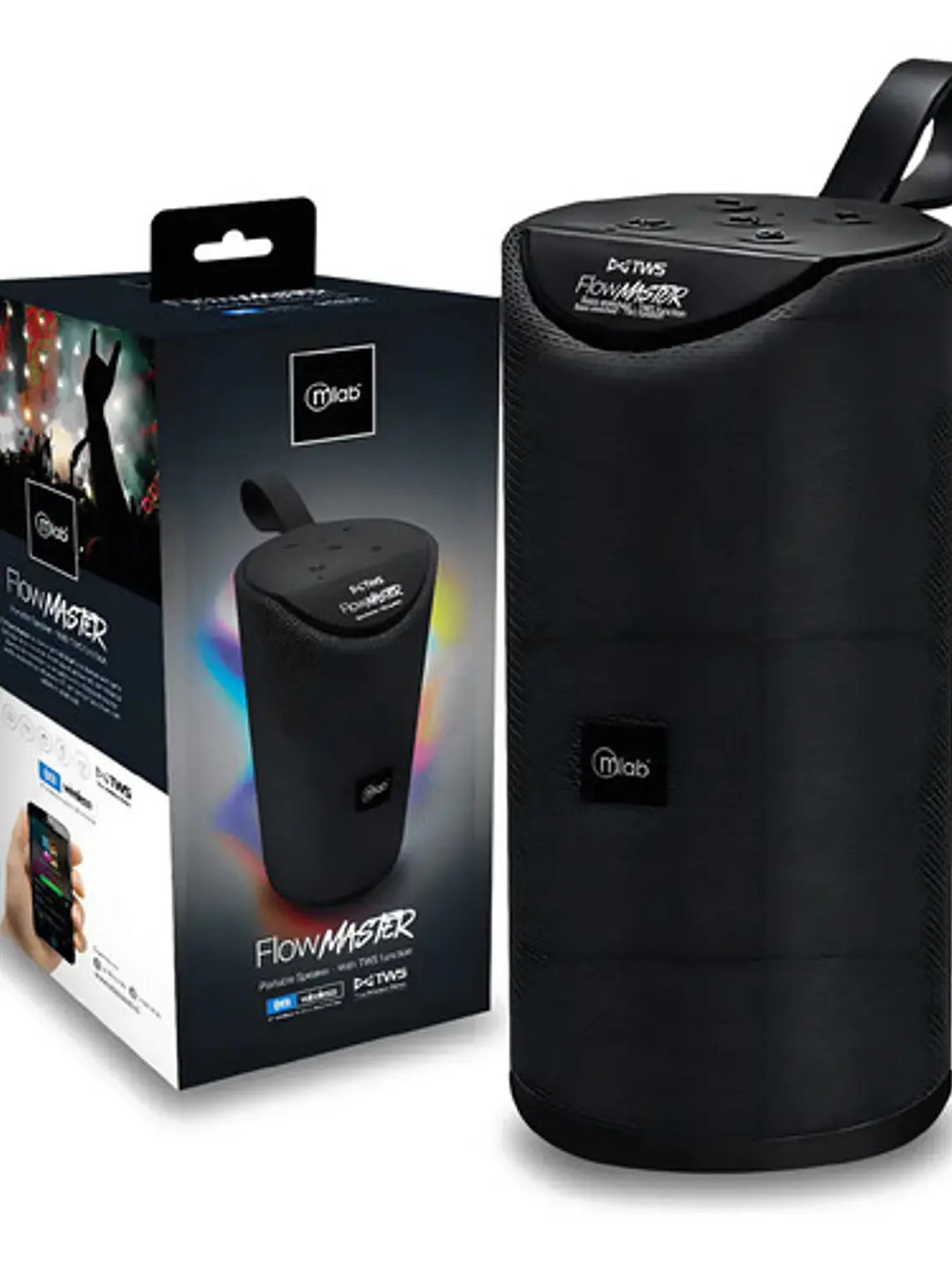 Parlante Bluetooth Tws Portátil Inalámbrico Flow Master Negro Microlab 4
