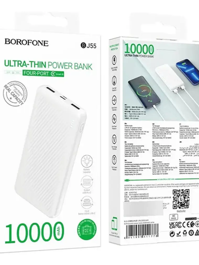 Bateria Portatil Carga Rapida 10000mah Bj55 Borofone Whithe 2