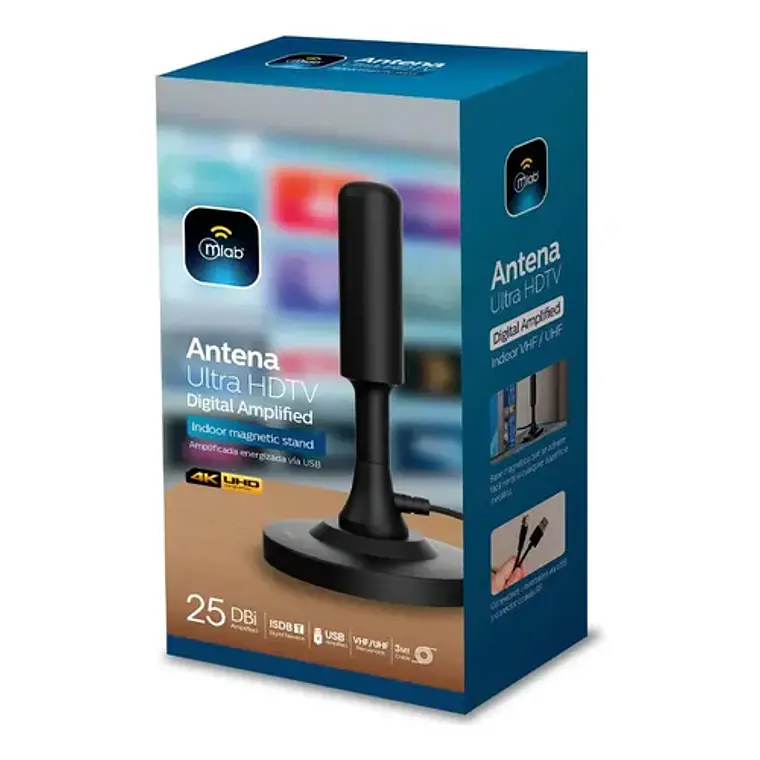 Antena Tv Digital Hdtv Amplificada 25dbi Interior Usb 2