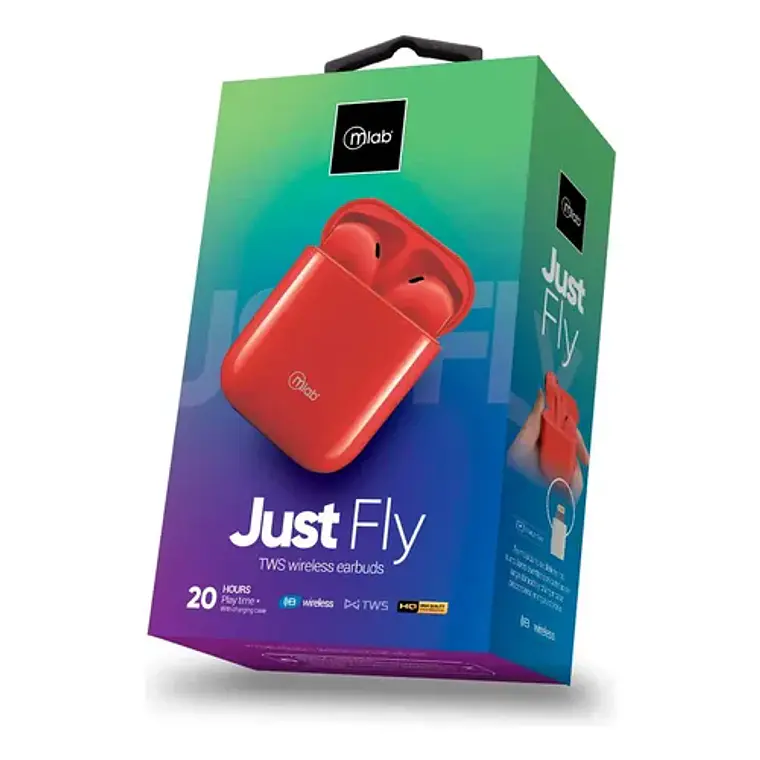 Auriculares Inalámbricos Bluetooth Mlab Just Fly Rojo Con Micrófono Tws 1