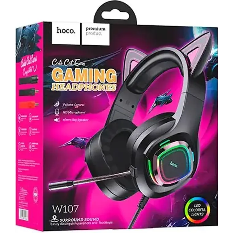 Audífonos Gaming HOCO W107 Cute Phantom Cat! 4