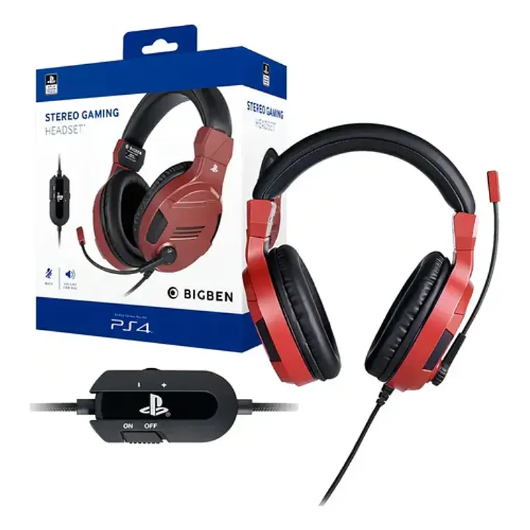 Auriculares Gaming Estéreo PS4 & PS5 Bigben Rojo y Azul 1