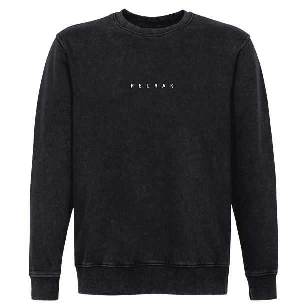 Poleron Acid Wash Negro Cuello redondo