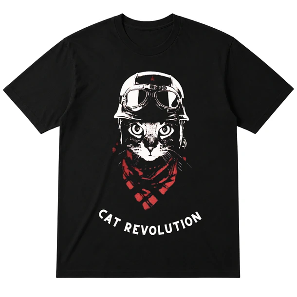 Polera Cat Revolution - Negro Unisex