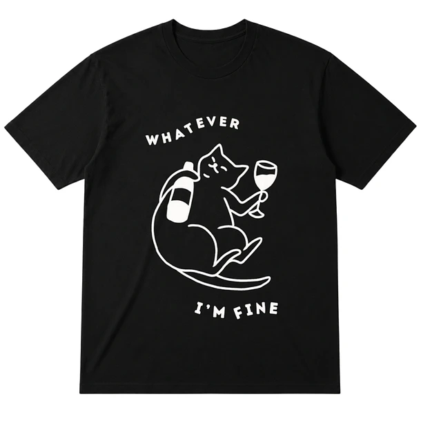Polera Gato Whatever - Unisex Negro 1