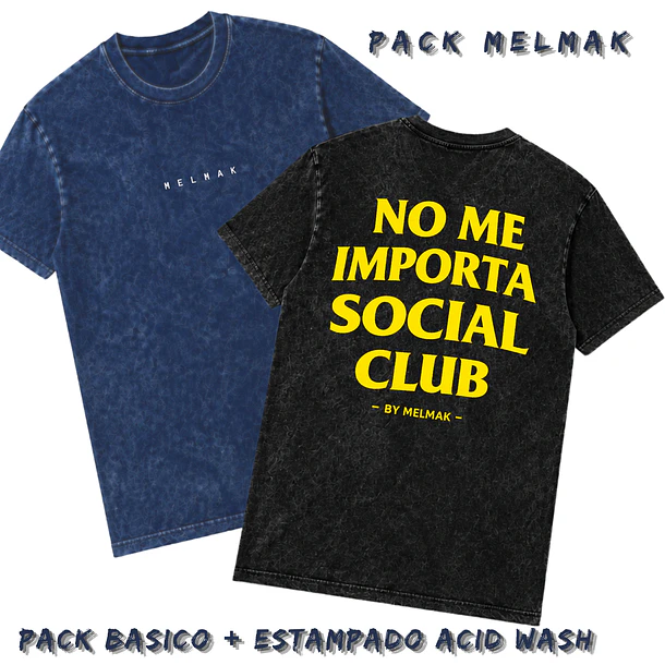 PACK POLERAS ACID WASH ESTAMPADA MAS BASICA 