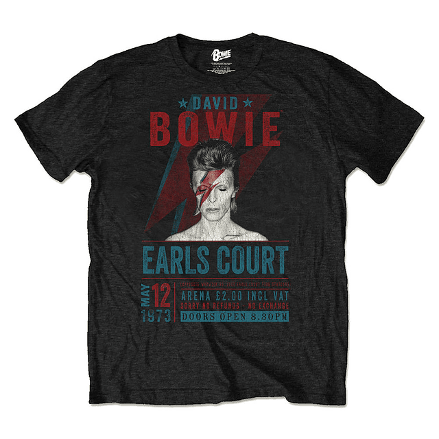 Polera Oficial Unisex Bowie Earls Court 1973 "Ecofriendly"