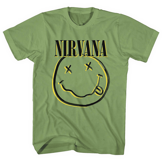 Polera Unisex Nirvana Green Smiley