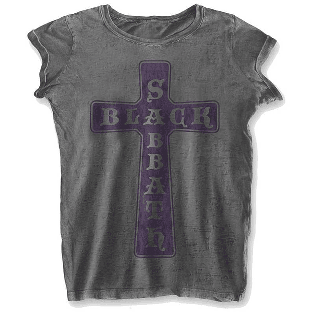 Polera Oficial Mujer Black Sabbath Cross Purple - Burn Out