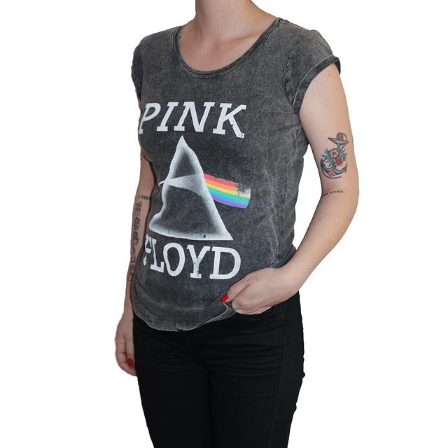 Polera Oficial Mujer Pink Floyd Logo DOTM