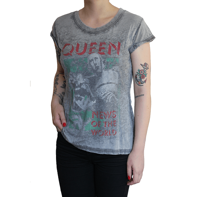 Polera Oficial Mujer Queen News Of The World - Burn Out