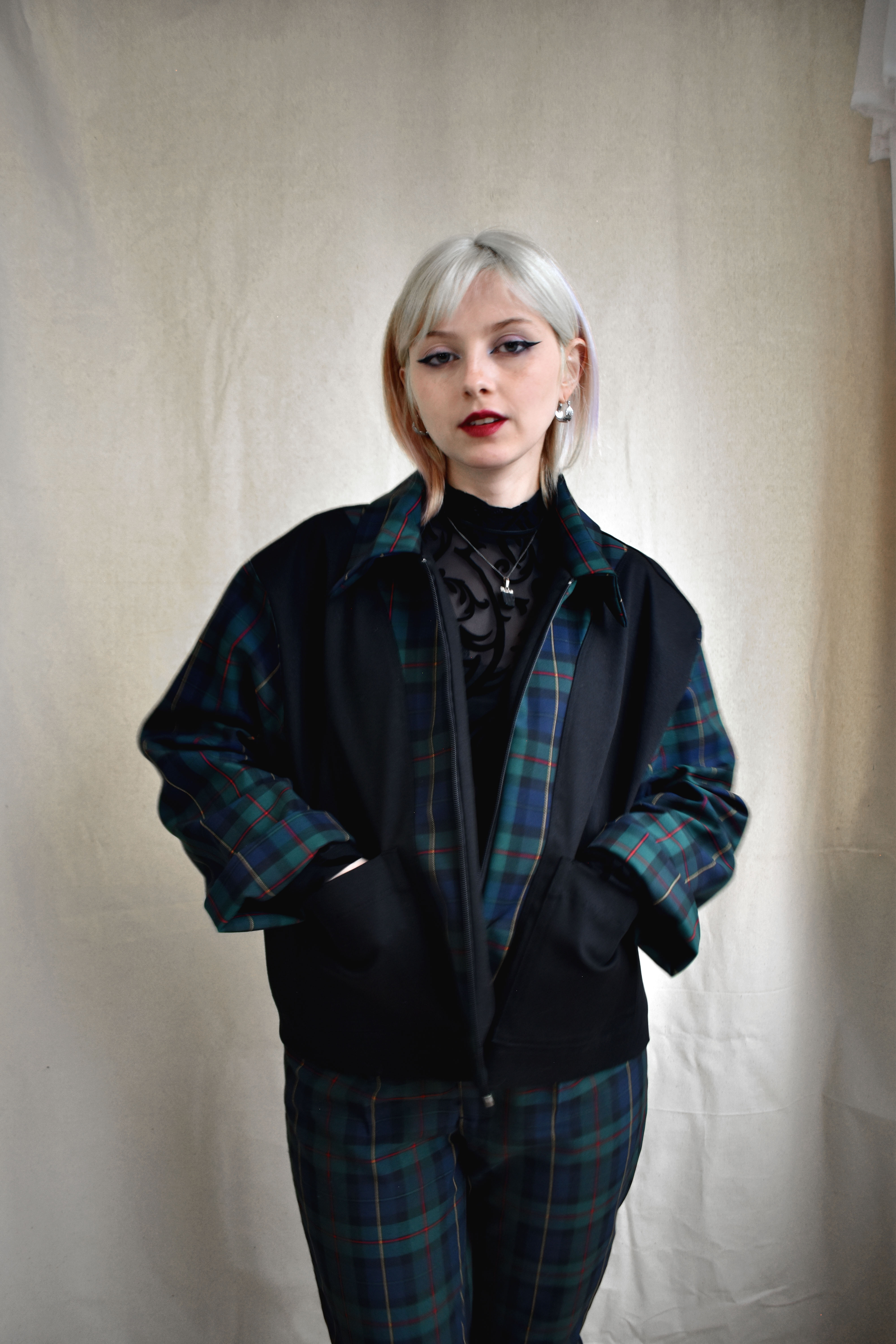 Chaqueta Bloques Escocés Verde