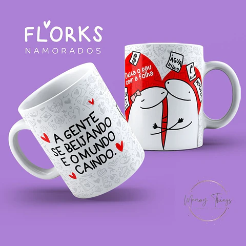 Caneca Flork  A gente se beijando e o mundo caindo.