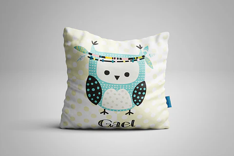 Almohada de búho con nombre 