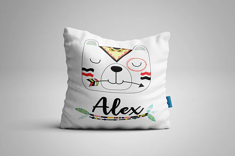 Almohada de oso apache con nombre 