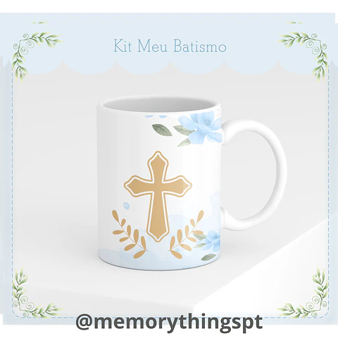 Taza con cruz de bautismo