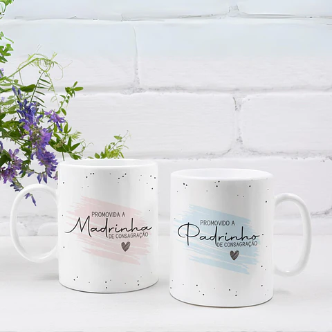Taza minimalista de padrinos rosa y azul Madrina y padrino  