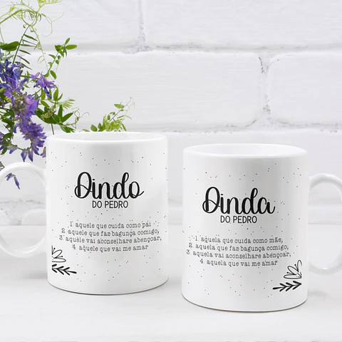 Taza minimalista con doble diseño floral de los padrinos