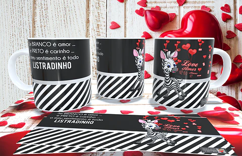 Taza de San Valentín a rayas