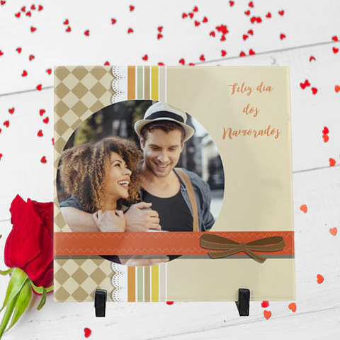 Orange bow Valentine tile