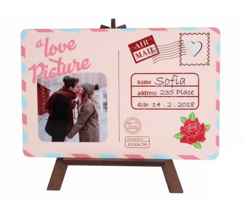 Postal + Cavalete com Coração MDF